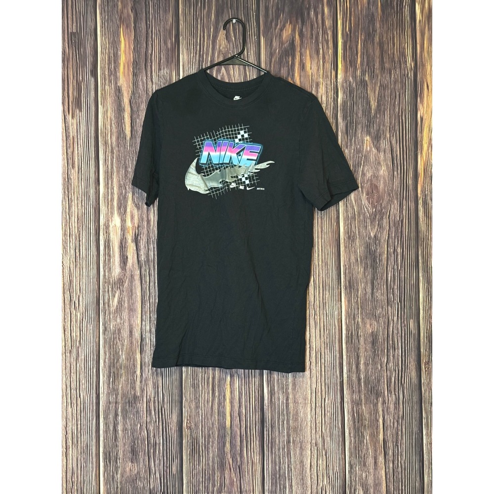Nike T Shirt Mens S Black Just Do It Swoosh Graphic Tee Neon Essential Casual